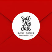 Sticker Rond Simple Élégant Script Wedding Enregistrer La Date