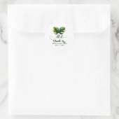 Sticker Rond Simple Elegant Tropical Palm Feuille Mariage chic (Sac)