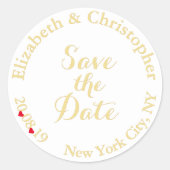 Sticker Rond Simple Elegant White Gold Wedding Enregistrer la d (Devant)