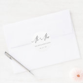 Sticker Rond Simple élégante calligraphie M. et Mme Mariage (Enveloppe)