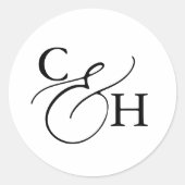 Sticker Rond Simple élégante calligraphie Monogramme Mariage (Devant)