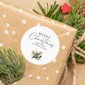 Sticker Rond Simple élégante verdure de Noël blanc