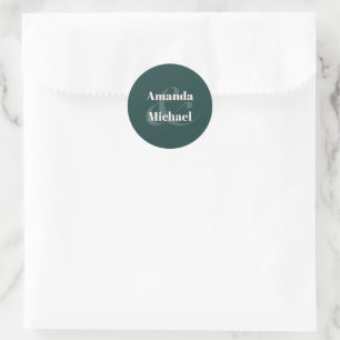 Sticker Rond Simple Emerald Green Mariée moderne et chambre