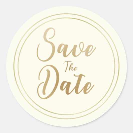Sticker Rond Simple Enregistrer la date Citation Faux Golden Ty (Devant)
