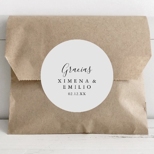 Sticker Rond Simple espagnol Merci mariage Favoriser