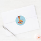 Sticker Rond Simple et mignonne girafe kawaii avec basket (Enveloppe)