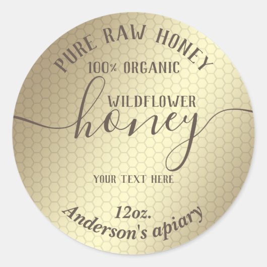 Sticker Rond Simple et moderne, peigne de miel (Devant)