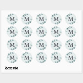 Sticker Rond Simple Eucalyptus Branches Rustique Mariage monogr (Feuille)