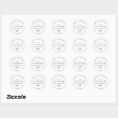 Sticker Rond Simple Eucalyptus Newlyweds Nom de retour Adresse (Feuille)