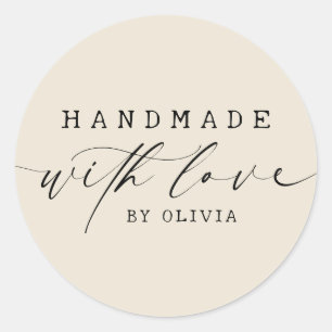 Sticker Rond Simple fait à la main avec Love Script Business