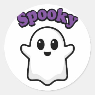 Sticker Rond Simple Fantôme Flottant Mignon - Chariot Halloween