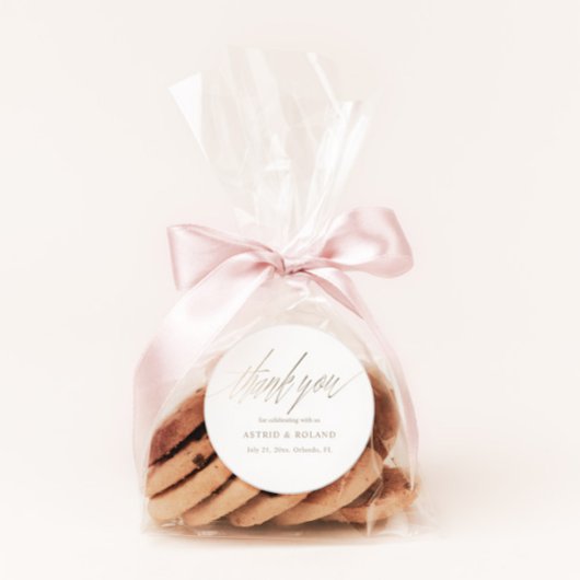 Sticker Rond Simple Faux Gold Calligraphie Favoriser Mariage