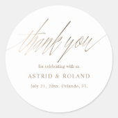 Sticker Rond Simple Faux Gold Calligraphie Favoriser Mariage (Devant)
