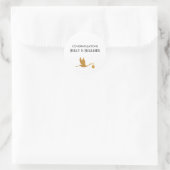 Sticker Rond Simple Faux Gold Stork Baby shower Félicitations (Sac)