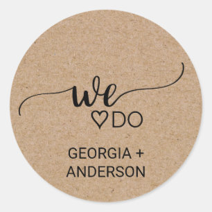 Sticker Rond Simple Faux Kraft Nous faisons Mariage Enveloppe S