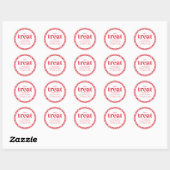 Sticker Rond Simple Faveur Moderne En vichy Pique-Nique Rouge (Feuille)
