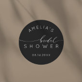 Sticker Rond Simple Fête de Mariage Noir & Blanc