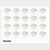 Sticker Rond Simple Floral Green Merci mariage Faveur (Feuille)