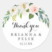 Sticker Rond Simple Floral Green Merci mariage Faveur (Devant)