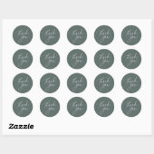 Sticker Rond Simple Forest Green Calligraphie Script Merci (Feuille)