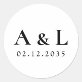 Sticker Rond Simple Formal Serif Typography Monogram Wedding (Devant)