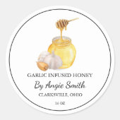 Sticker Rond Simple Garlic Infused Honey Label (Devant)