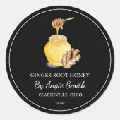 Sticker Rond Simple Ginger Root Infused Honey Label (Devant)