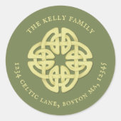 Sticker Rond Simple Gold Classic Croix Celtique Adresse de reto (Devant)