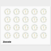 Sticker Rond Simple Gold Cross Laurel Garland Faux Gold Foil (Feuille)