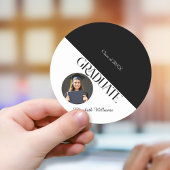 Sticker Rond Simple Graduation noir et blanc