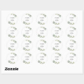 Sticker Rond Simple Green Eucalyptus Wedding (Feuille)