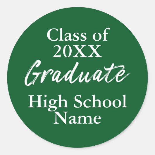 Sticker Rond Simple Green High School Classe de script de fin d (Devant)