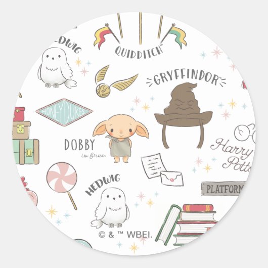 Sticker Rond Simple Harry Potter - Baby Shower Dobby (Devant)