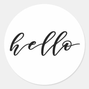 Sticker Rond Simple Hello Design dans un magnifique script de t