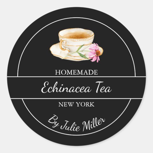 Sticker Rond Simple Homemade Echinacea Tea Label (Devant)