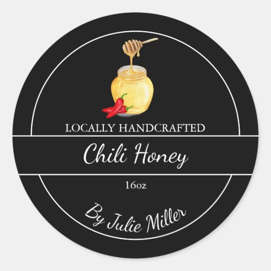 Sticker Rond Simple Homemade Hot Chili infused Honey Label (Devant)