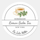 Sticker Rond Simple Homemade Lemon Balm Tea Label (Devant)