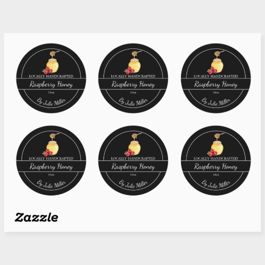 Sticker Rond Simple Homemade Raspberry infused Honey Label (Feuille)
