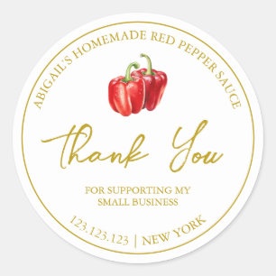 Sticker Rond Simple Homemade Red Pepper Sauce Thank You Label