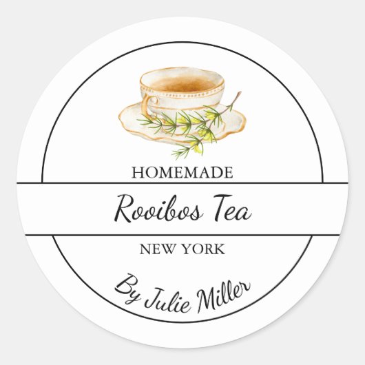Sticker Rond Simple Homemade Rooibos Tea Label (Devant)
