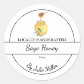 Sticker Rond Simple Homemade Sage infused Honey Label (Devant)