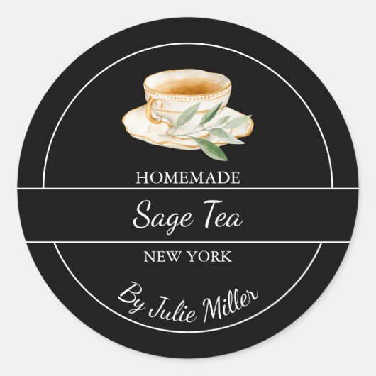 Sticker Rond Simple Homemade Sage Tea Label (Devant)