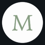 Sticker Rond Simple Jardin vert et blanc Mariage Monogramme<br><div class="desc">Des autocollants de mariage simples mais élégants avec votre monogramme initial,  dans une police serif vert jardin sur un arrière - plan blanc. Ce design simple et sobre est parfait pour un style minimaliste. Ces autocollants chic et élégants confèrent aux enveloppes de superbes scellés.</div>