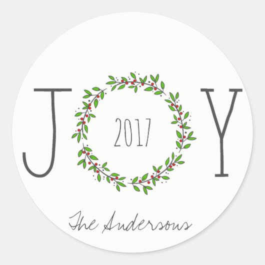 Sticker Rond Simple Joie Wreath Noël (Devant)