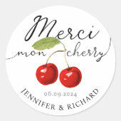 Sticker Rond Simple jolie cerises rouges Mariage manuscrit (Devant)