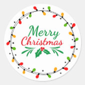 Sticker Rond Simple Joyeux Noël vert et rouge (Devant)