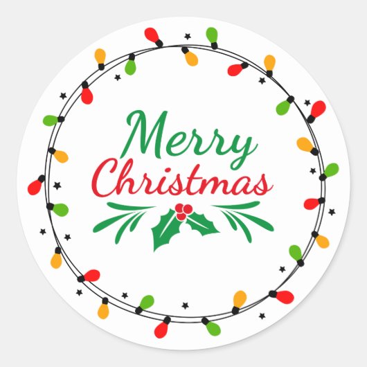 Sticker Rond Simple Joyeux Noël vert et rouge (Devant)
