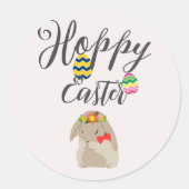 Sticker Rond simple lapin de Pâques moderne Joyeux Pâques à des (Devant)