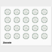 Sticker Rond Simple Laurel Wreath Botanical Green Merci (Feuille)