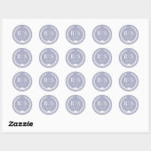Sticker Rond Simple Lavande Douce violet Monogramme (Feuille)
